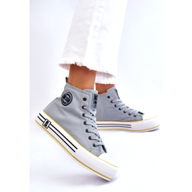 Zapatillas de deporte de material alto de mujeres en la plataforma Big Star LL274188 Blue claro azul 1