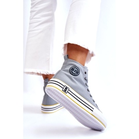 Zapatillas de deporte de material alto de mujeres en la plataforma Big Star LL274188 Blue claro azul 2
