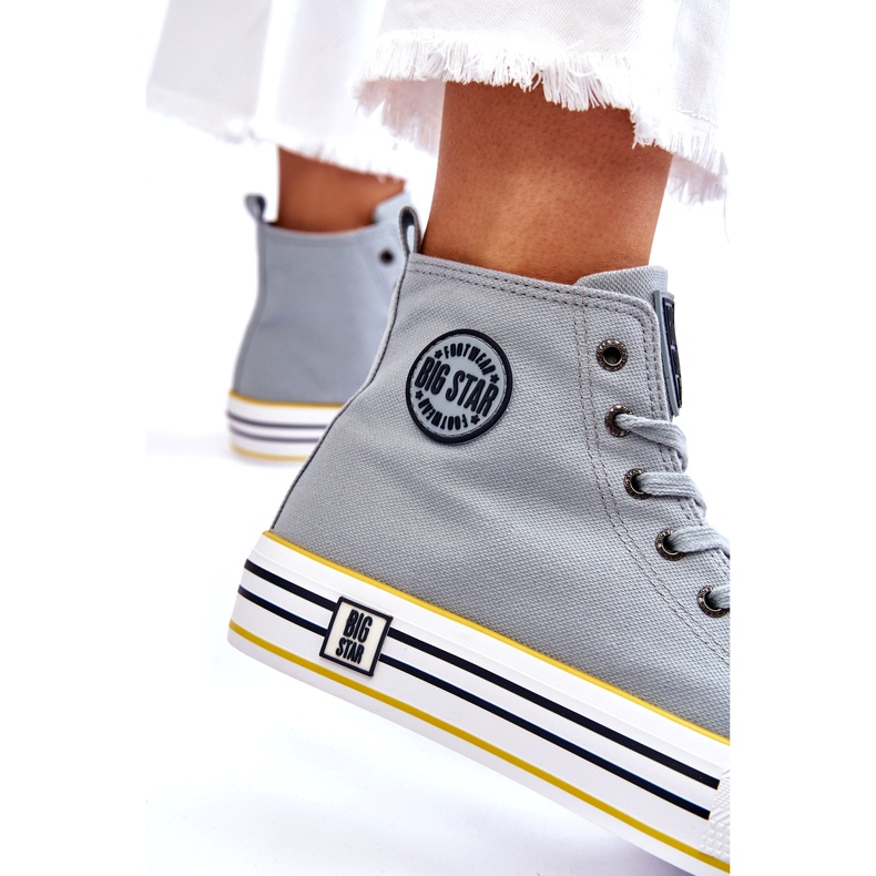 Zapatillas de deporte de material alto de mujeres en la plataforma Big Star LL274188 Blue claro azul 3