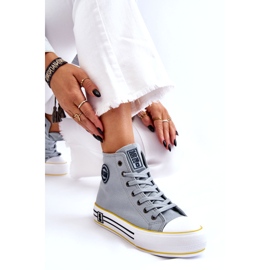 Zapatillas de deporte de material alto de mujeres en la plataforma Big Star LL274188 Blue claro azul 4
