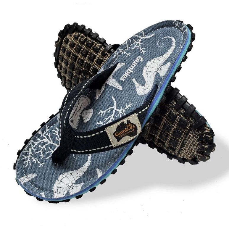 Gumbies Flip-Flops de isleño japonés unisex Seahorse Gu-Ffisl152 azul 1