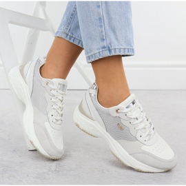 Evento Zapatillas de cuero para mujeres White Evalo 8238 gris 4