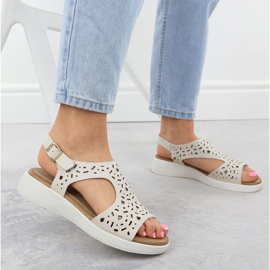 Sandalias para mujeres en cuñas cremosas Sergio Leone SK-850 beige 5