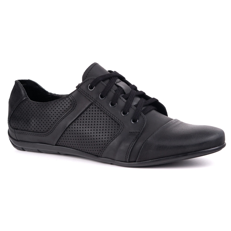 Lace de cuero para hombres: zapatos Polbut C34p Perforado casual negro 1