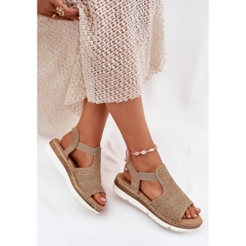 EVento Sandalias para mujeres con trenza beige y oro 6
