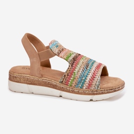 EVento Sandalias para mujeres con una trenza multicolor beige 4