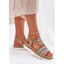 EVento Sandalias para mujeres con una trenza multicolor beige 5