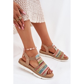 EVento Sandalias para mujeres con una trenza multicolor beige 6