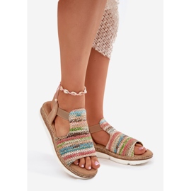 EVento Sandalias para mujeres con una trenza multicolor beige 1
