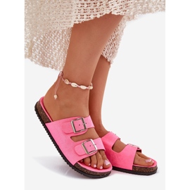 Inna Chanclas para mujeres con abrazaderas de neón rosa 1