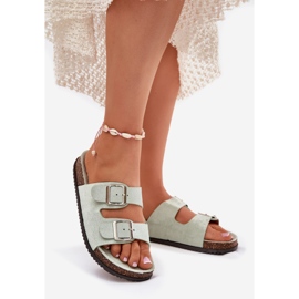 Inna Chanclas para mujeres con hebillas de menta verde 1 Inna Chanclas para mujeres con hebillas de menta verde 1