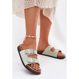 Inna Chanclas para mujeres con hebillas de menta verde 2 Inna Chanclas para mujeres con hebillas de menta verde 2