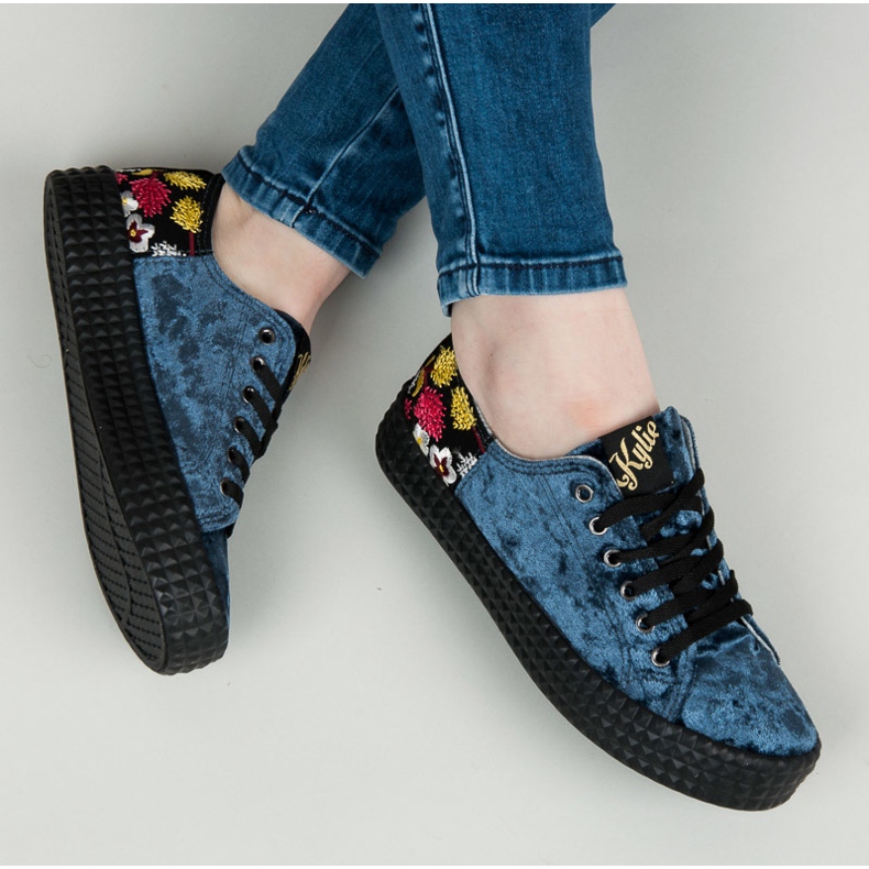 Kylie Zapatillas Terciopelo Azul 1 Kylie Zapatillas Terciopelo Azul 1