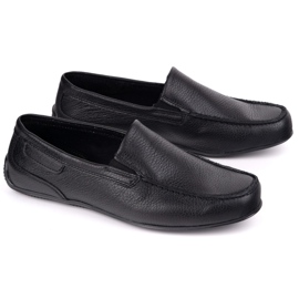 Polbut Mocasines de cuero para hombres 2105 Pea de grasa negra negro 2
