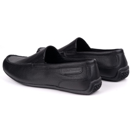 Polbut Mocasines de cuero para hombres 2105 Pea de grasa negra negro 4
