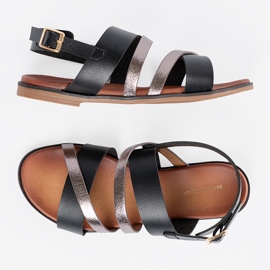 Sandalias negras Sergio Leone con rayas plateadas negro 4