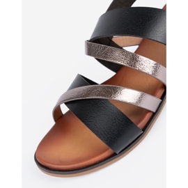 Sandalias negras Sergio Leone con rayas plateadas negro 5