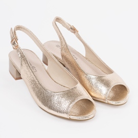 Goodin Sandalias doradas de tacón bajo dorado 3