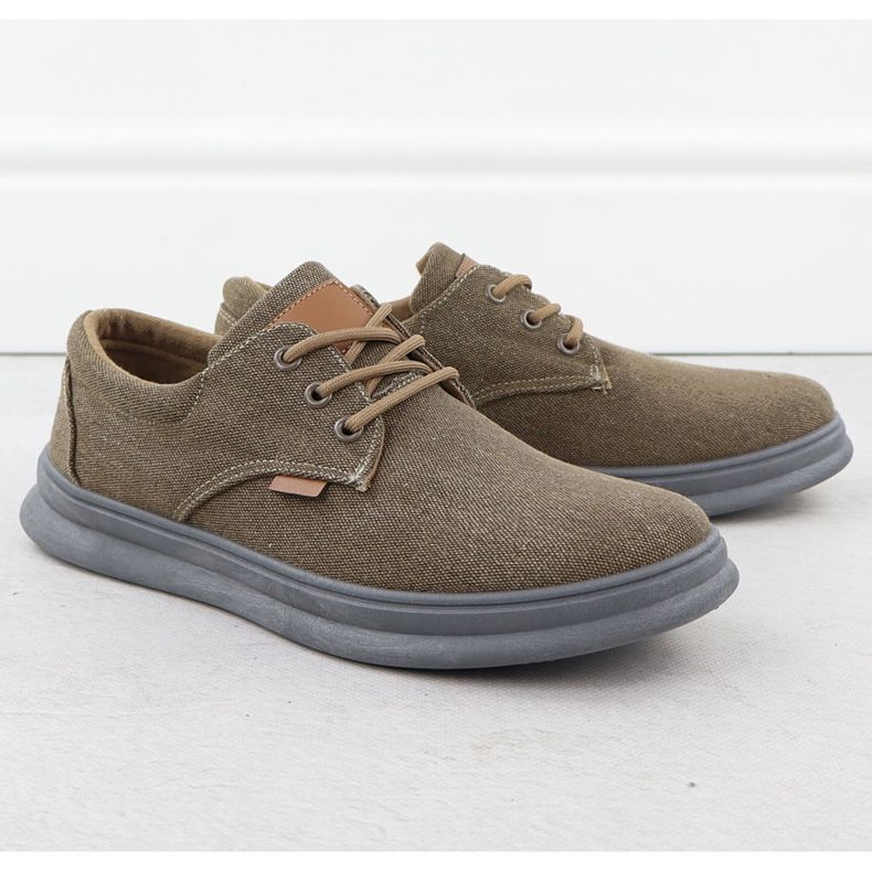 Zapatos casuales para hombres textiles marrón nowacki 1059-h beige 1