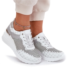 Zapatillas deportivas de cuero zapatillas de zapatillas en Wedge S.barski LR51-641 White blanco 4