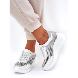 Zapatillas deportivas de cuero zapatillas de zapatillas en Wedge S.barski LR51-641 White blanco 1