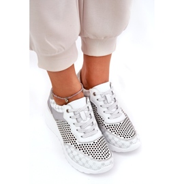 Zapatillas deportivas de cuero zapatillas de zapatillas en Wedge S.barski LR51-641 White blanco 3