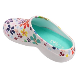 Dr. Inforto de espuma de mujer Befado Slippers 54d110 con flores blanco 2