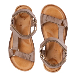Olivier Sandalias para mujeres Beige de cuero descalzo 7