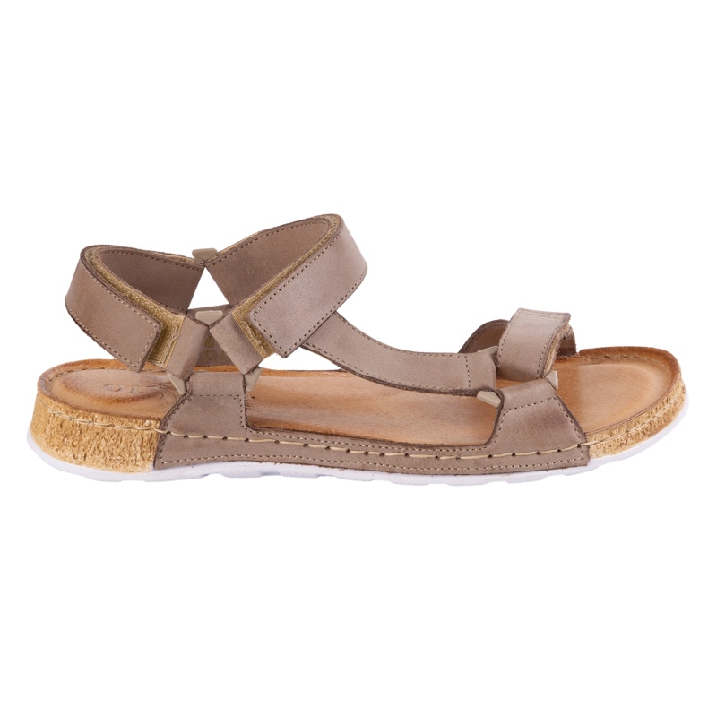 Olivier Sandalias para mujeres Beige de cuero descalzo 1