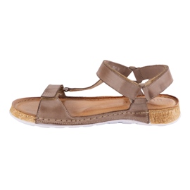 Olivier Sandalias para mujeres Beige de cuero descalzo 2