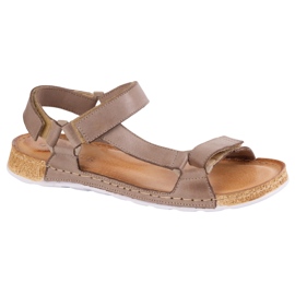 Olivier Sandalias para mujeres Beige de cuero descalzo 3