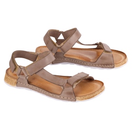 Olivier Sandalias para mujeres Beige de cuero descalzo 4
