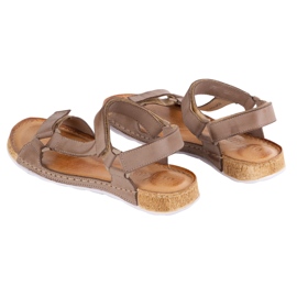 Olivier Sandalias para mujeres Beige de cuero descalzo 6