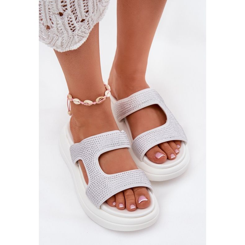 Inna Chanclas de mujeres decoradas en la plataforma blanca blanco 1