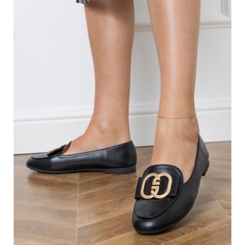 Mocasines de mujeres negras con una decoración dorada negro 2