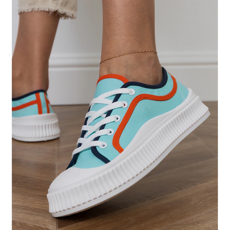 Deportivas plataforma mujer azules 2