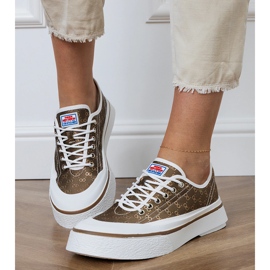 Zapatillas de deporte para mujeres marrones en la plataforma marrón 3