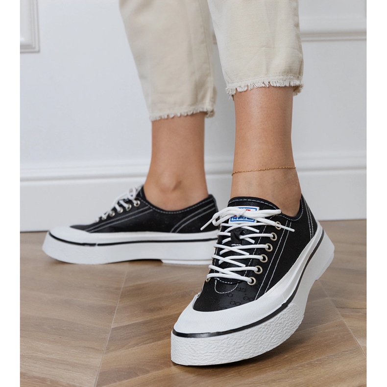 Deportivas plataforma mujer negras negro 1