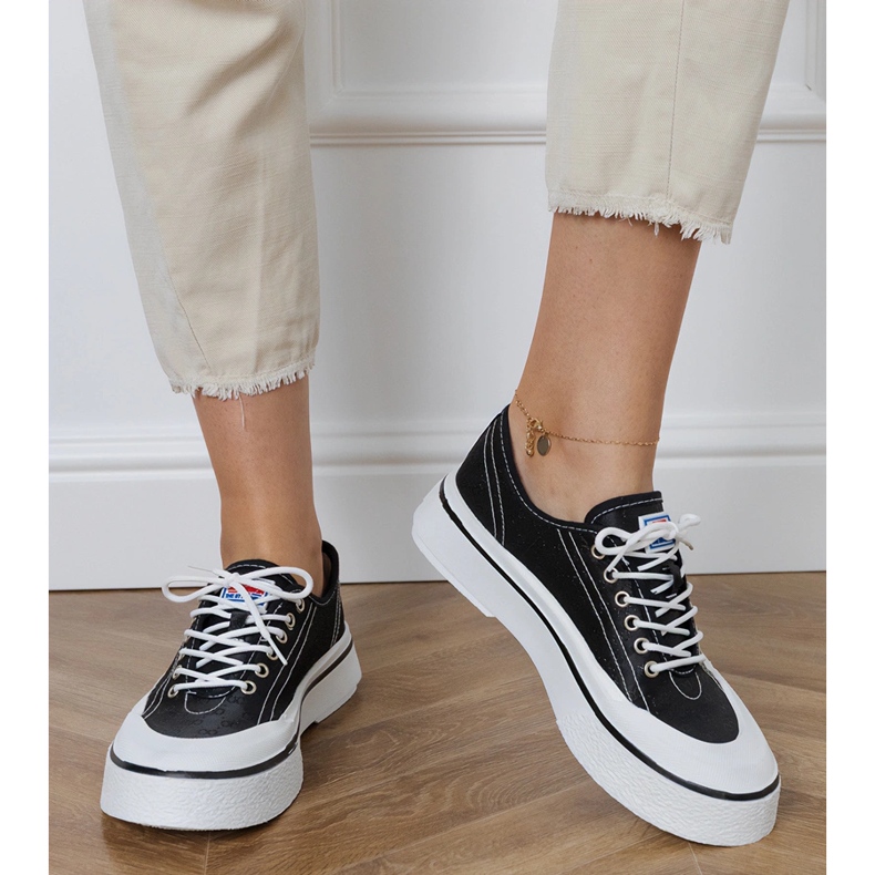 Deportivas plataforma mujer negras negro 2