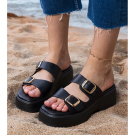 Chanclas negras con abrazaderas en rayas negro 3