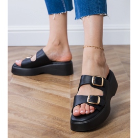 Chanclas negras con abrazaderas en rayas negro 1