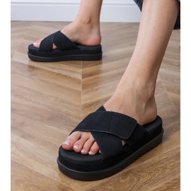 Zapatillas negras con rayas en la plataforma negro 2
