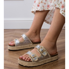 Silver Glitter Espadrilles con hebillas plata 1