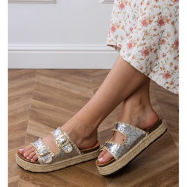 Silver Glitter Espadrilles con hebillas plata 3