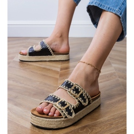 Espadrilles negros brillo con hebillas 2