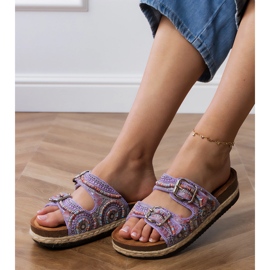 Chanclas étnicas moradas con abrazaderas en rayas violeta 3
