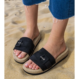 Flip Black -Flops en la plataforma con una hebilla decorativa negro 5