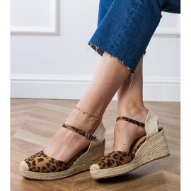 Sandalias de pantera alpargatas en cuña marrón 2