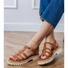 Sandalias marrones con hebilla marrón 4