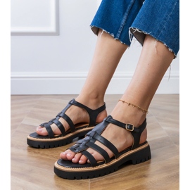 Sandalias de gladiadores negros con hebilla 3